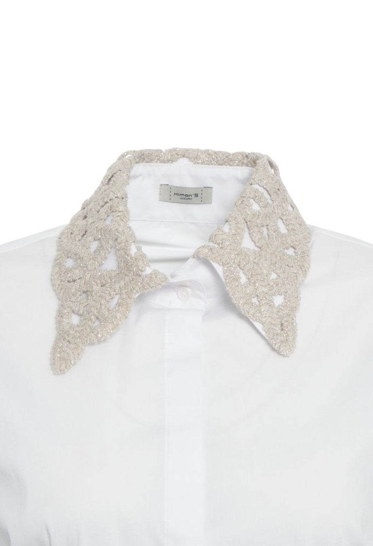Himon's Intricate Embroidered Blouse With Classic Button-Down Design