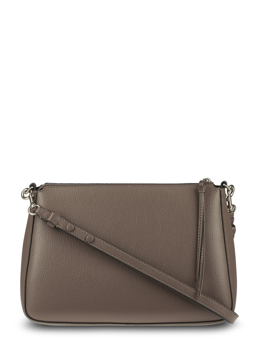 Tory Burch Structured Brown Leather Shoulder Bag With Chain Strap