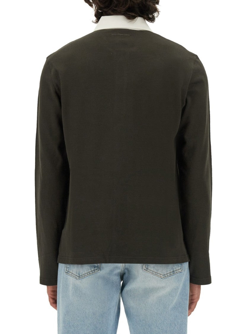 Courrèges Long-Sleeved Cotton Polo With Contrasting Collar