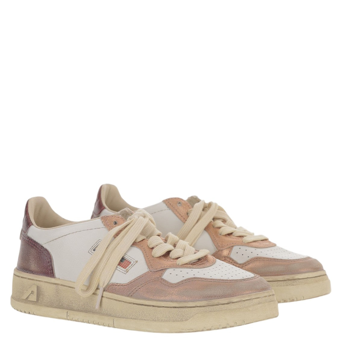 Autry Leather Sneakers With Vintage Color-Block Design And Logo Details