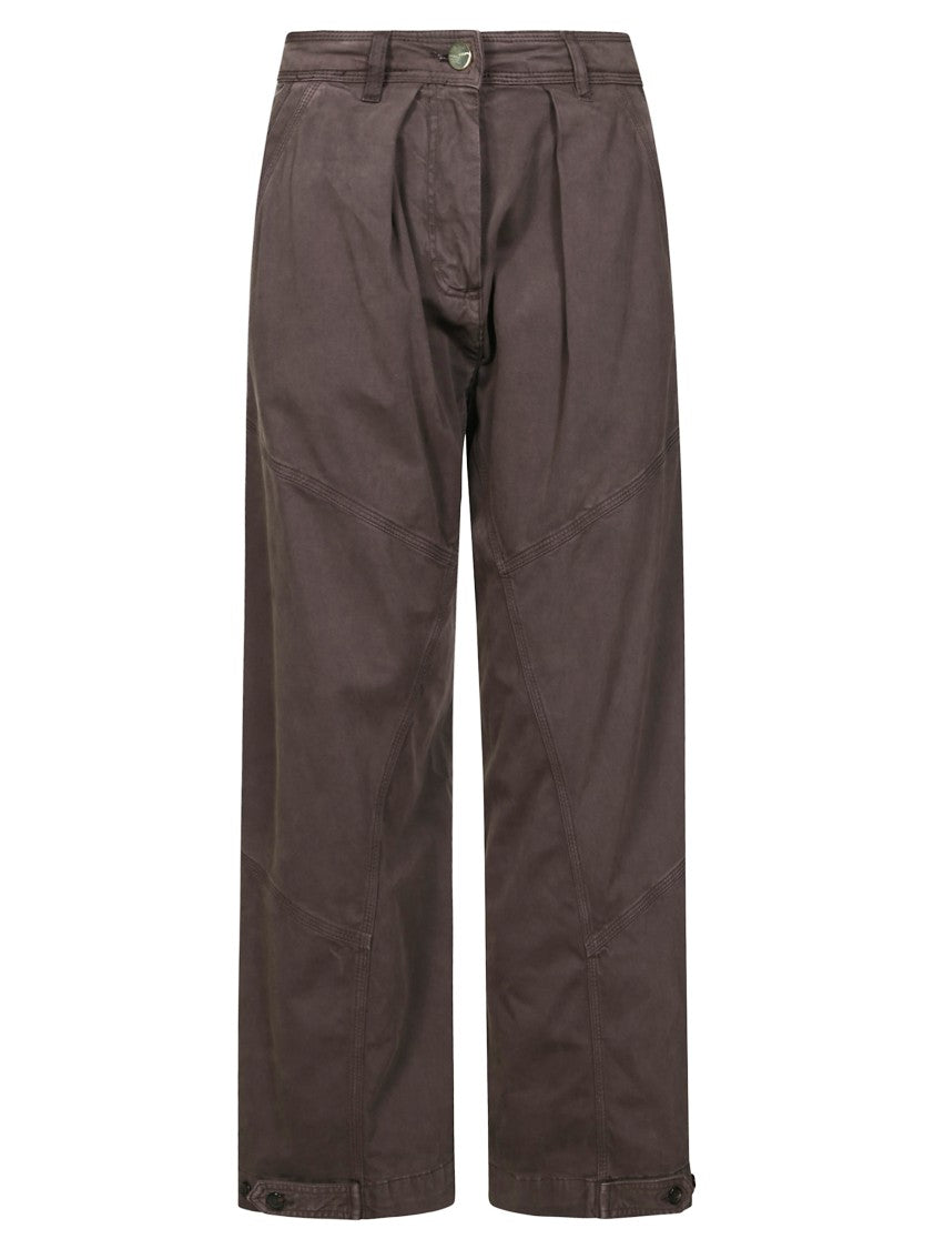 Pinko Cropped White Cotton Pants With Button Accents