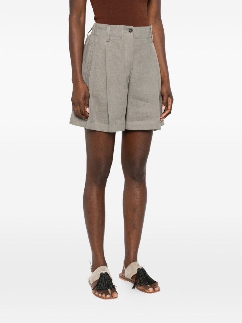 Brunello Cucinelli High-Waisted Tailored Shorts With Pleated Front