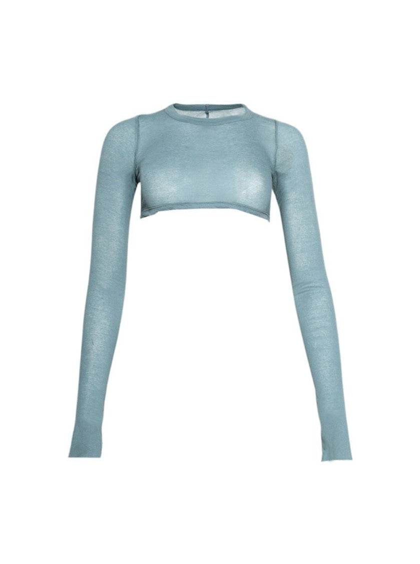 Rick Owens Long Sleeve Crop Top Mouthwash