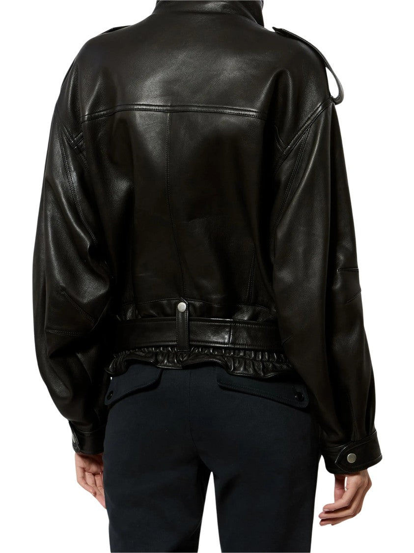 Isabel Marant Farza Jacket Cropped Boxy Leather Jacket