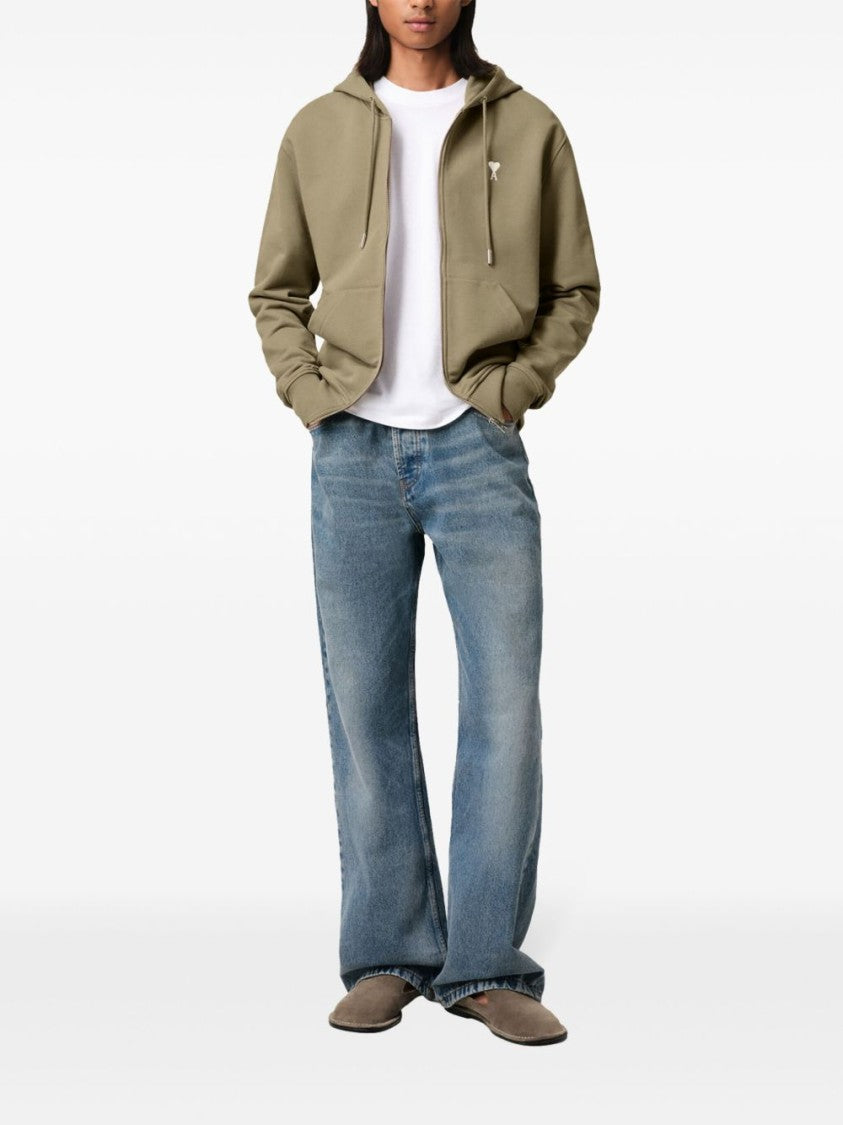 Ami Olive Green Zip-Up Sweatshirt