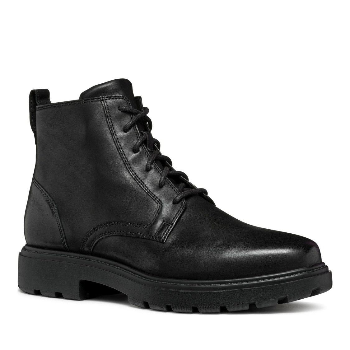 Geox Spherica Ec7 Black Smooth Leather Ankle Boots