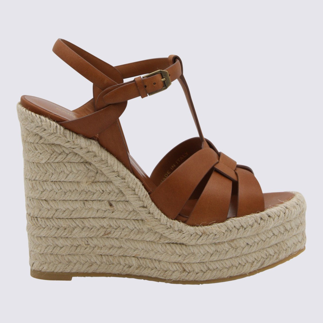 Saint Laurent Brown Leather Tribute 85 Espadrillas