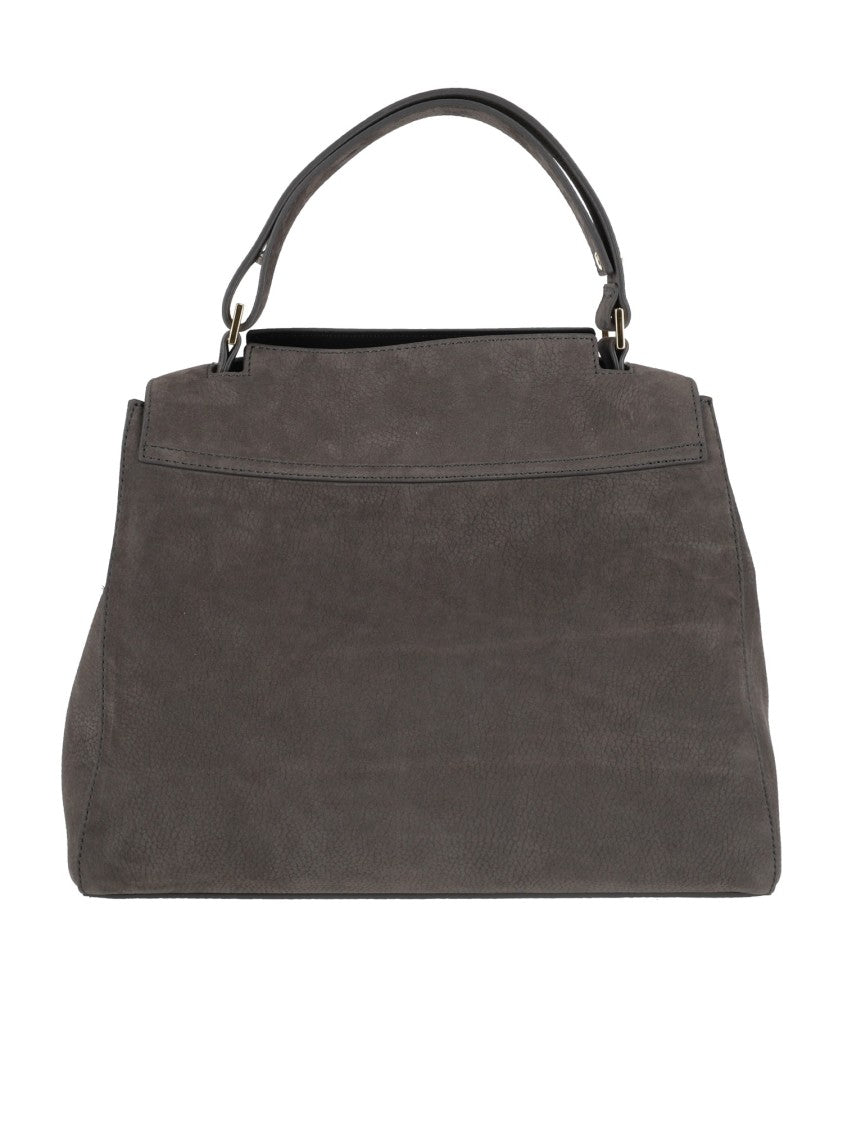 Claudio Orciani Nubuck Leather Medium Shoulder Bag With Flap Closure