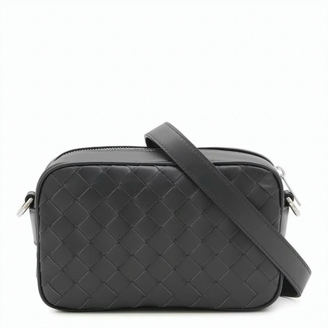 Bottega Veneta Intricately Woven Mini Camera Bag With Smooth Leather Strap
