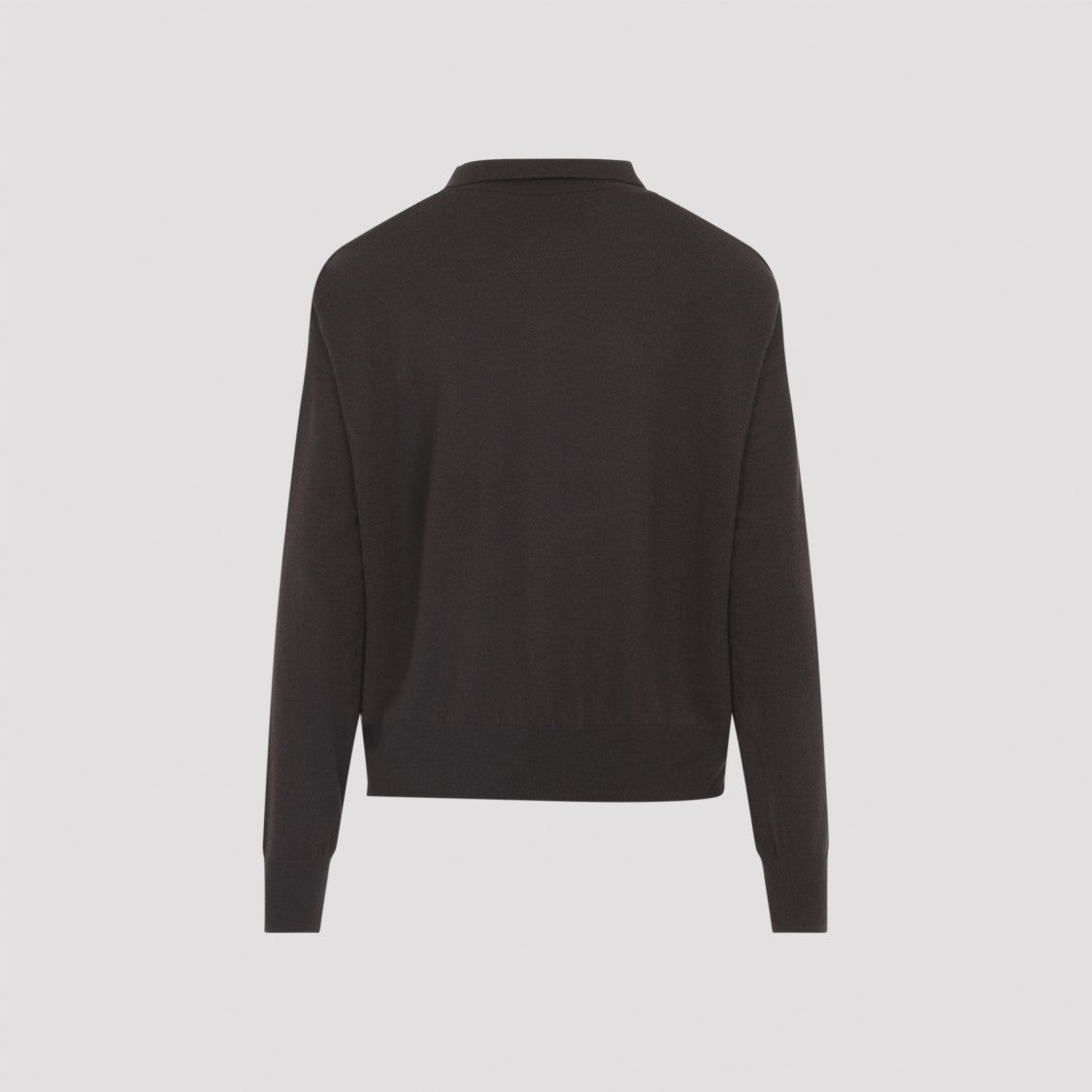 The Frankie Shop Brown Merino Wool Long-Sleeved Polo Top
