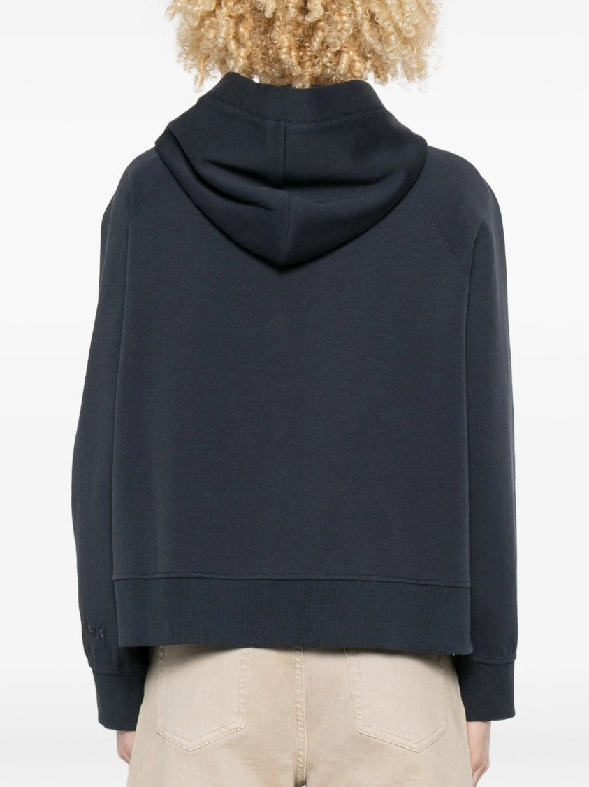 Max Mara Dark Blue Smmalma Cropped Zip Hoodie Jacket
