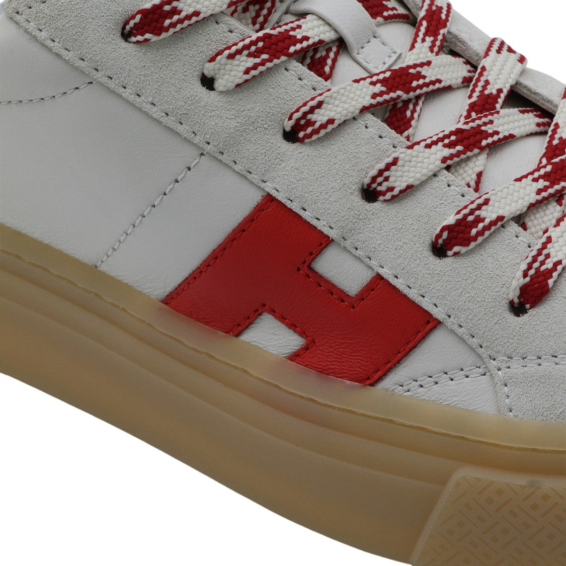 Hogan White Leather Sneakers With Red Accents