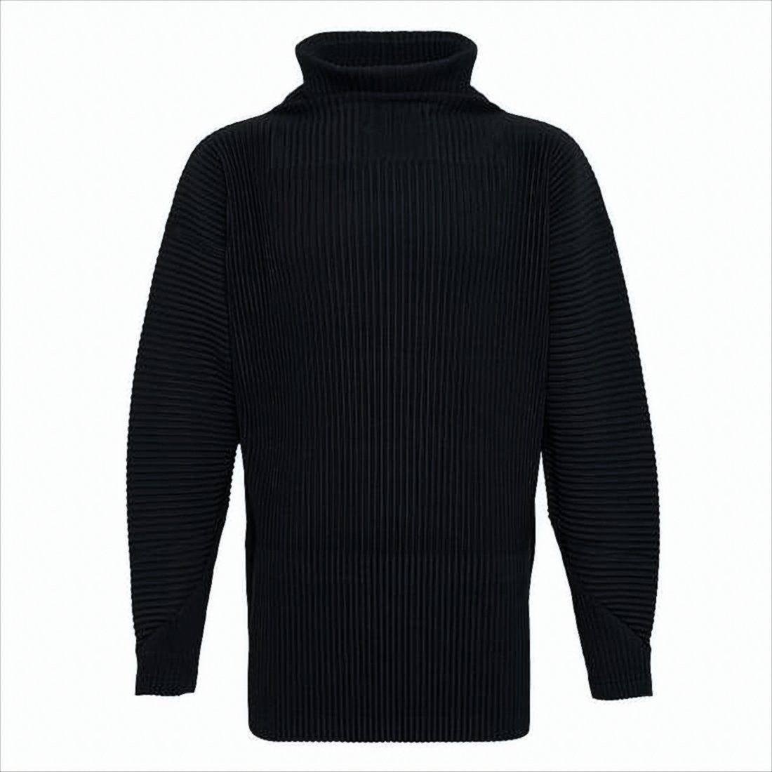 Homme Plissé Issey Miyake Pleated Turtleneck Sweater With High Neckline