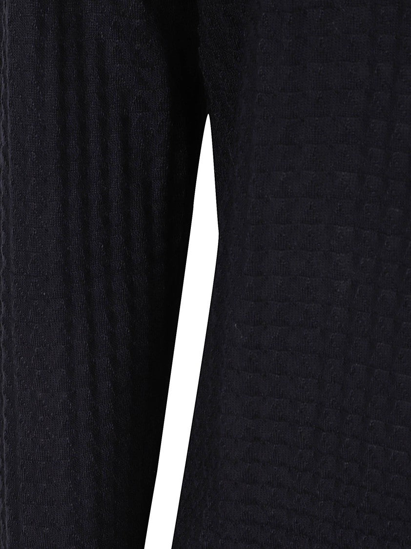 Emporio Armani Textured Knit Sweater With Classic Crew Neckline