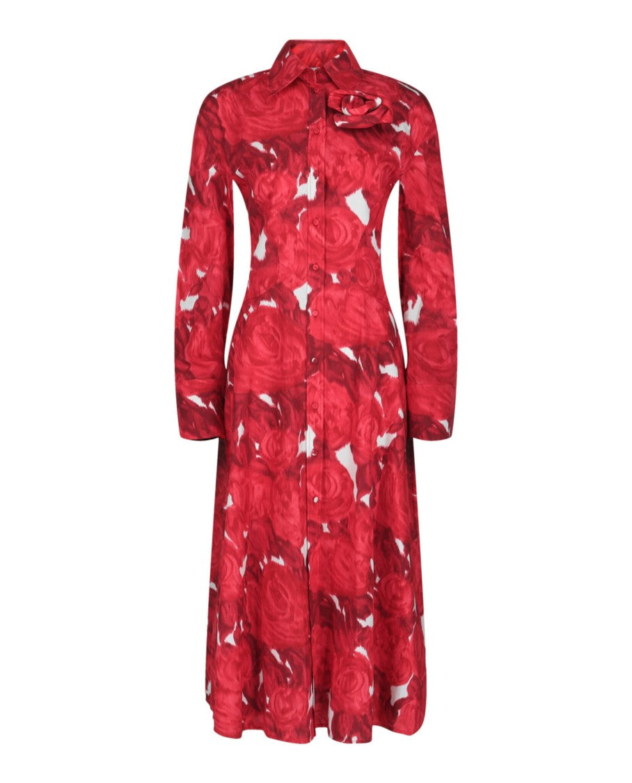 Valentino Rose Moire Midi Dress