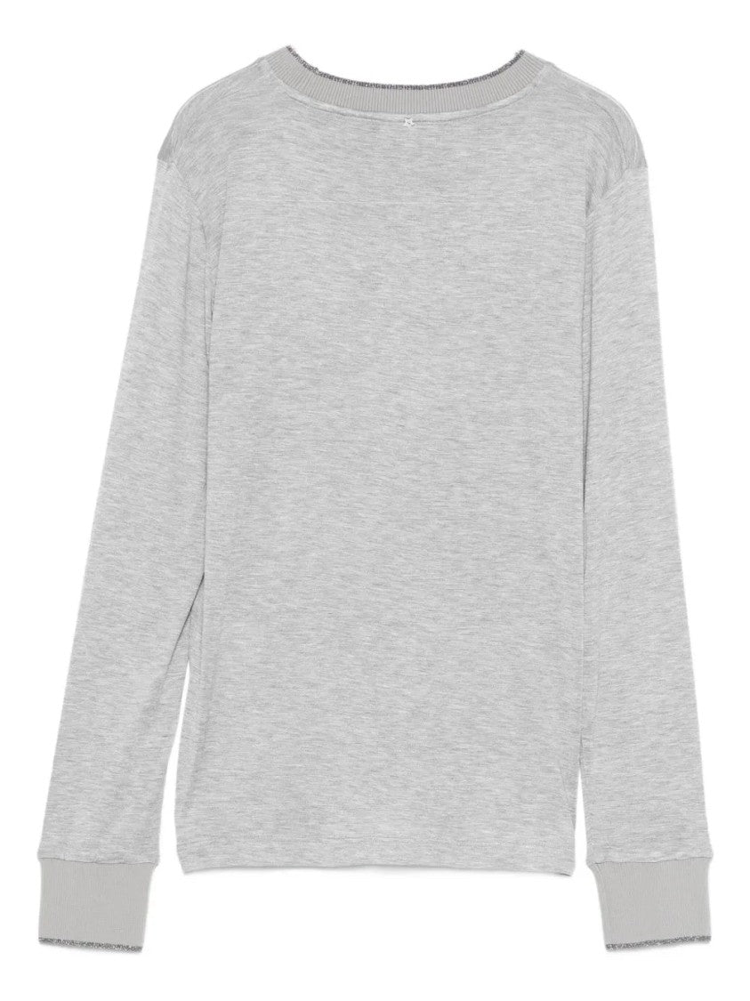 Lorena Antoniazzi Glitter-Neck Long-Sleeve T-Shirt