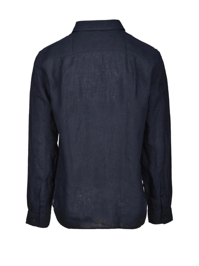 Baturo Black Linen Button-Down Shirt