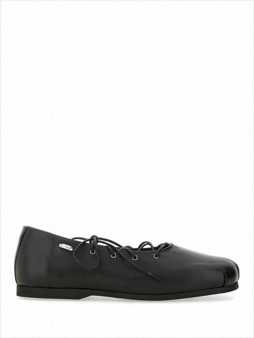Our Legacy Minimalist Black Flats With Smooth Leather