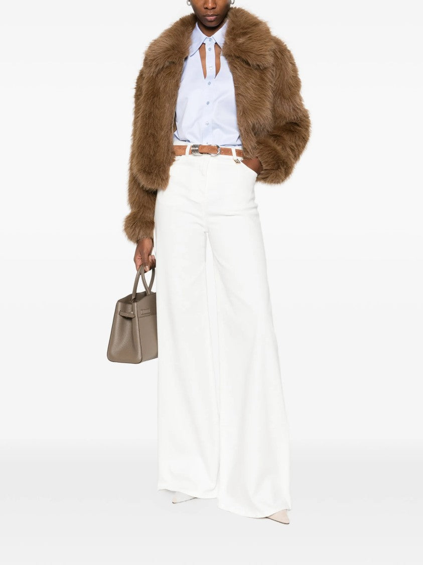 Elisabetta Franchi High-Waist Wide-Leg Jeans With Gold Accents