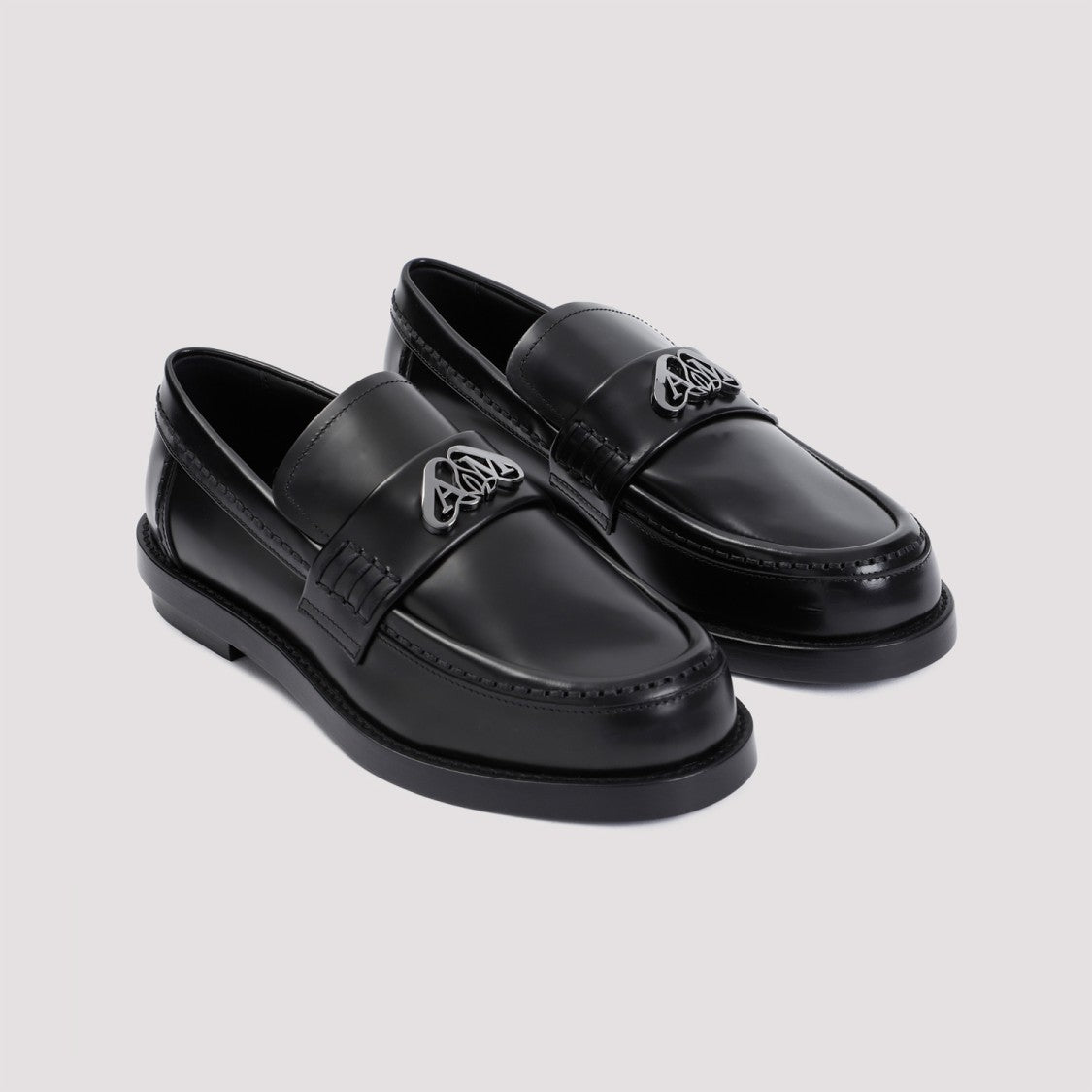 Alexander Mcqueen Black Brushed Leather Loafers