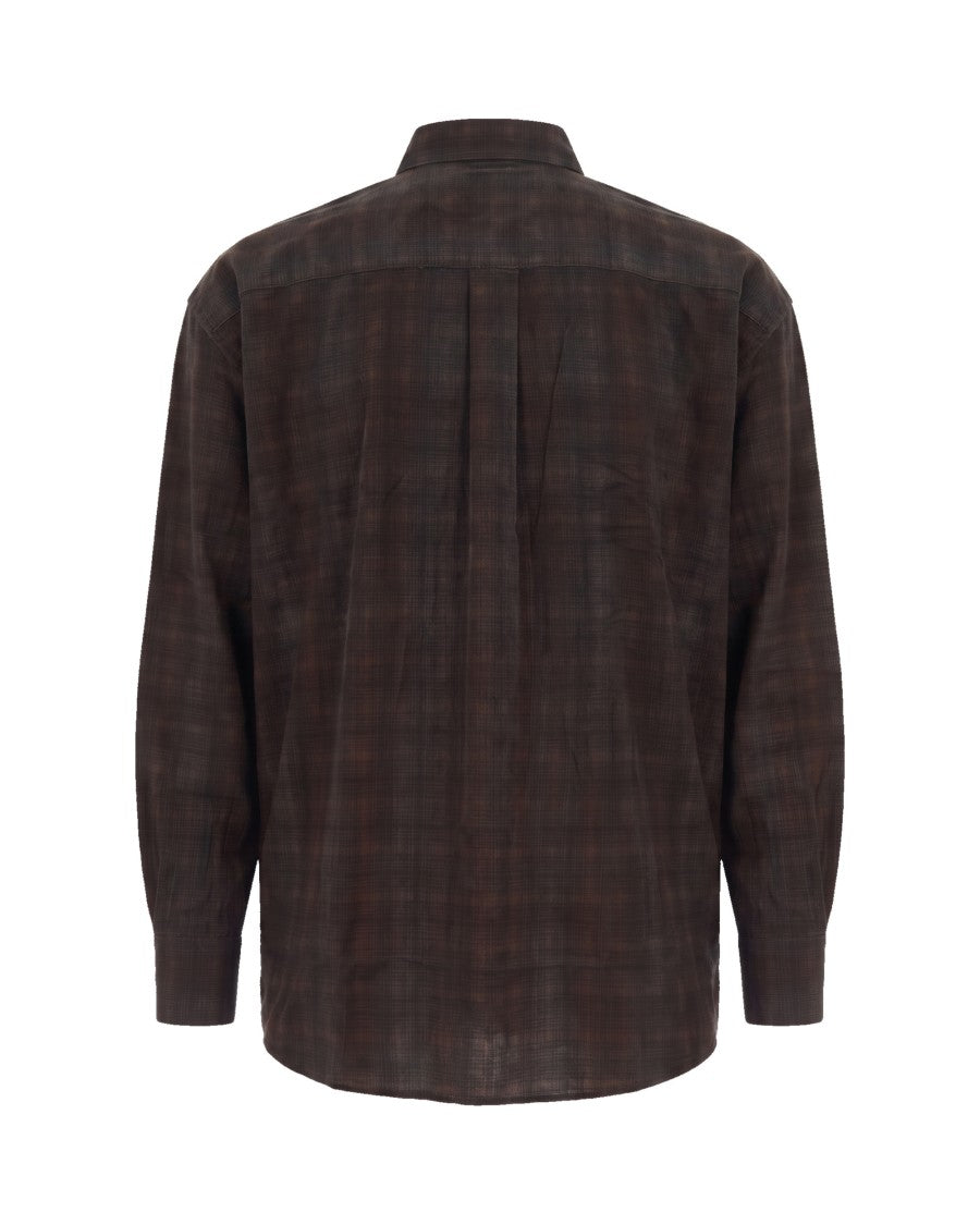 Our Legacy Brown Borrowed More Check Oversized Cotton Shirt