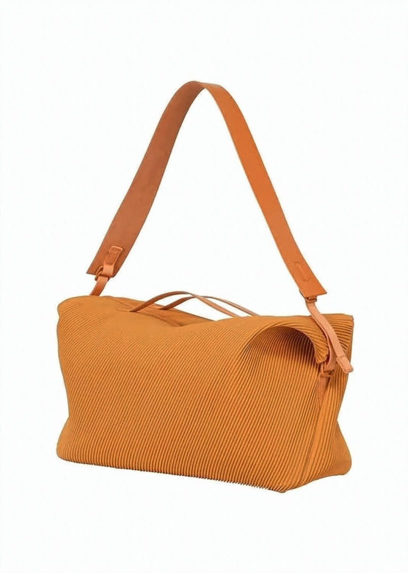 Homme Plissé Issey Miyake Pleated Texture Tote Bag With Adjustable Shoulder Strap