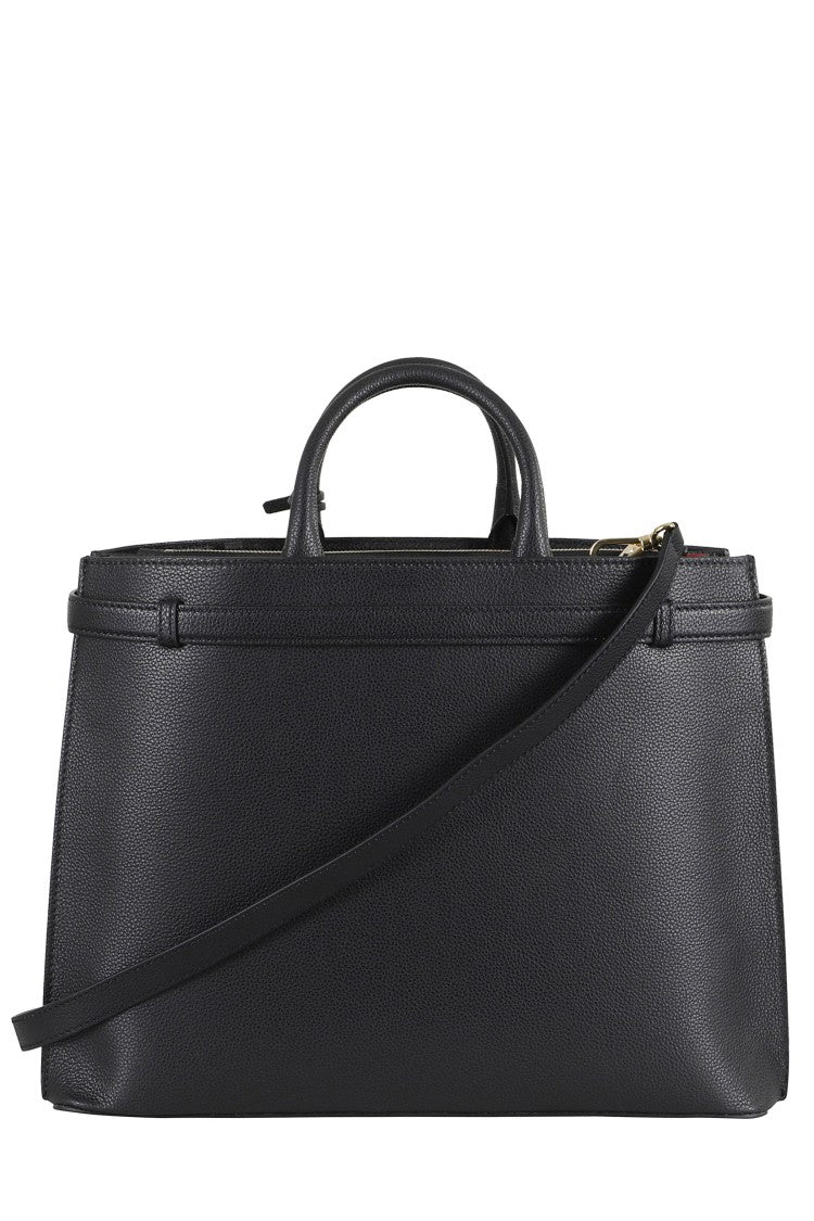 Lancel Structured Leather Handbag With Dual Compartment