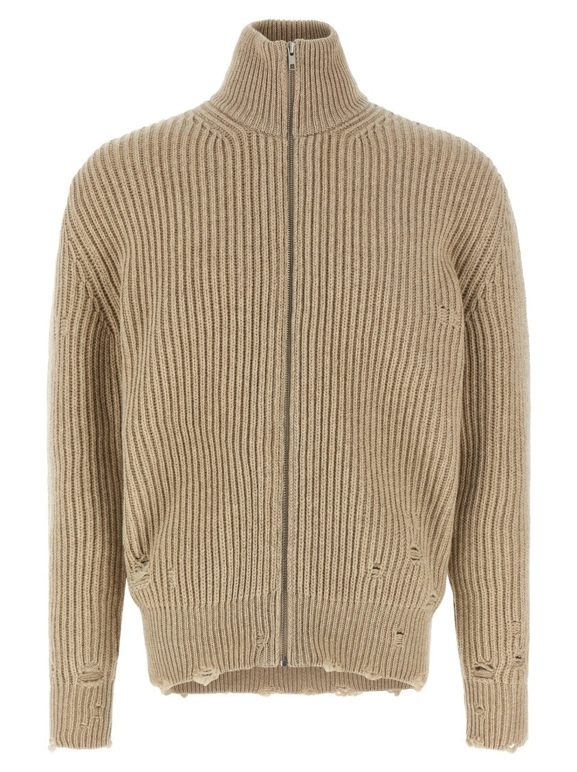 Mm6 By Maison Margiela Distressed Wool Cardigan
