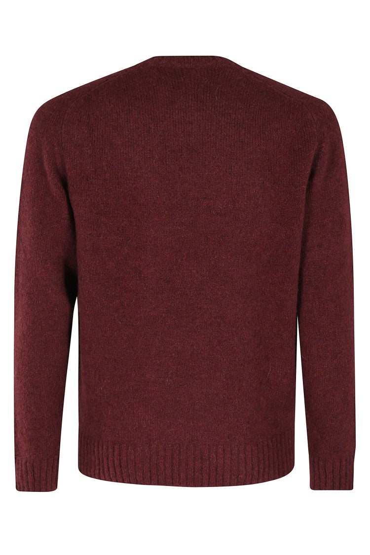 Filippo De Laurentiis Burgundy Crew Neck Alpaca Blend Sweater