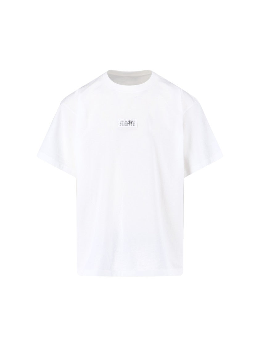 Mm6 By Maison Margiela Relaxed-Fit White T-Shirt With Signature Label