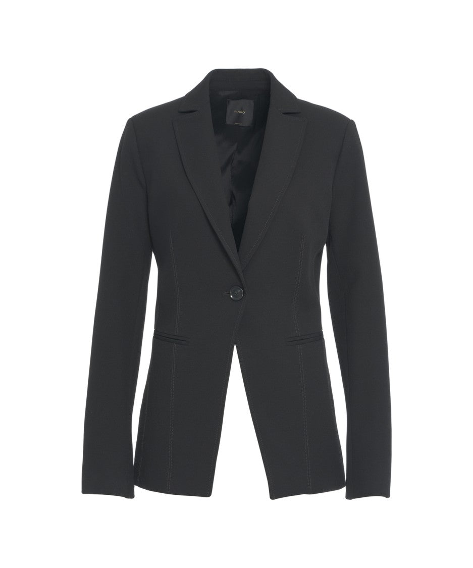 Pinko Black Blazer With Tailored Fit And Structured Lapels