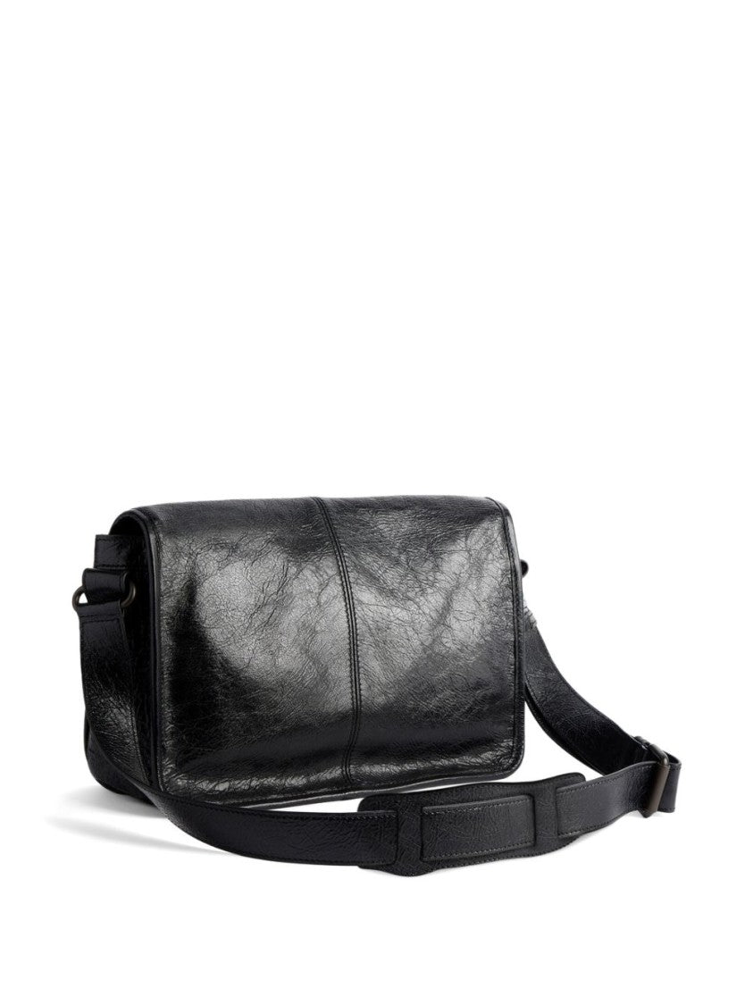 Balenciaga Black Le City Small Lambskin Flap Messenger Bag