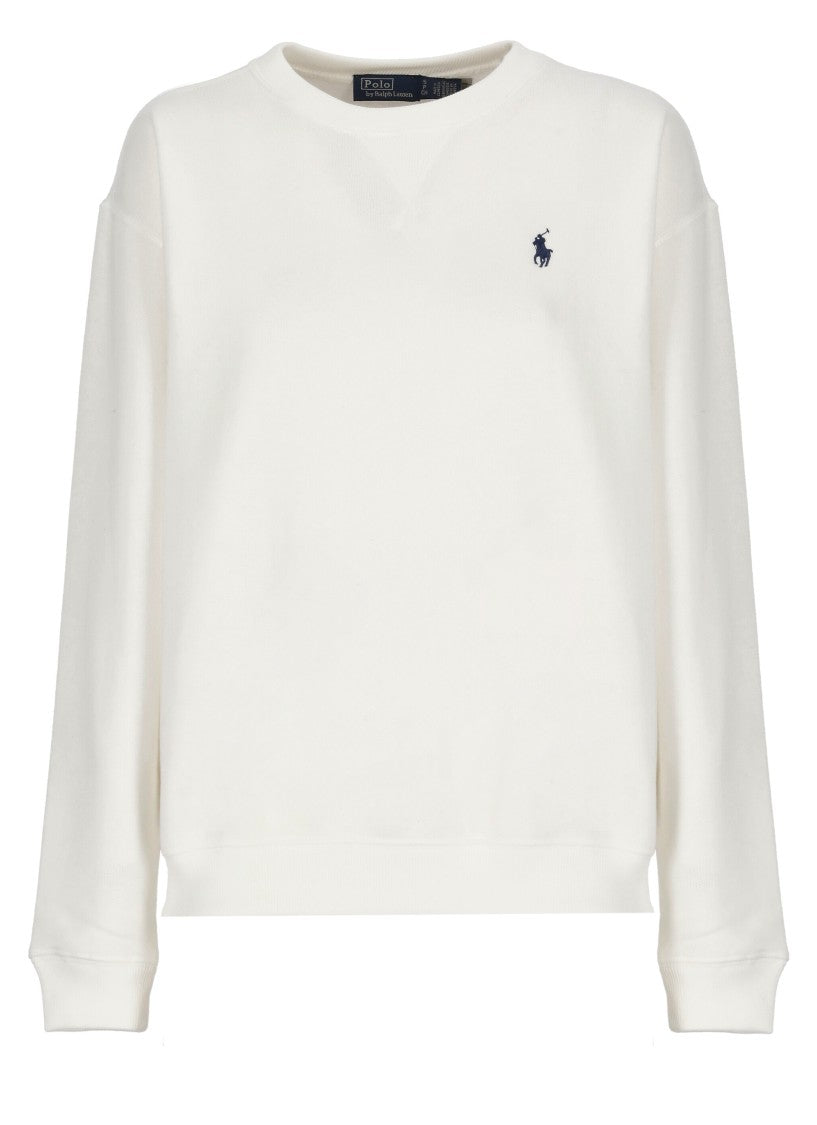 Polo Ralph Lauren White Cotton Sweatshirt With Iconic Pony Logo
