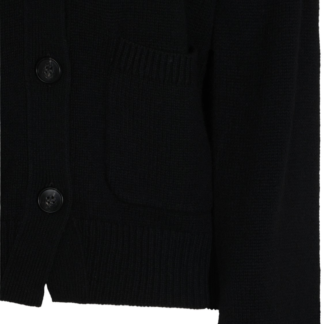 Lisa Yang Classic Black Cardigan Sweater With V-Neckline And Button-Down Front