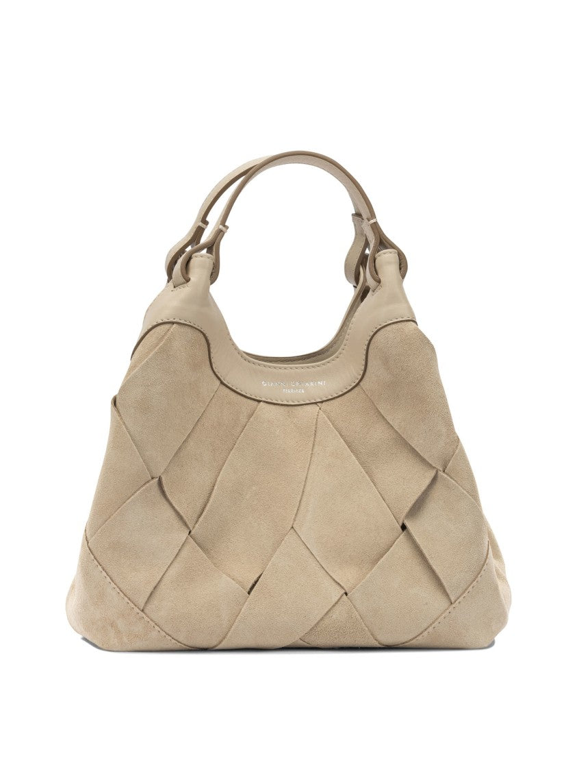 Gianni Chiarini Woven Suede And Leather Handbag With Detachable Strap
