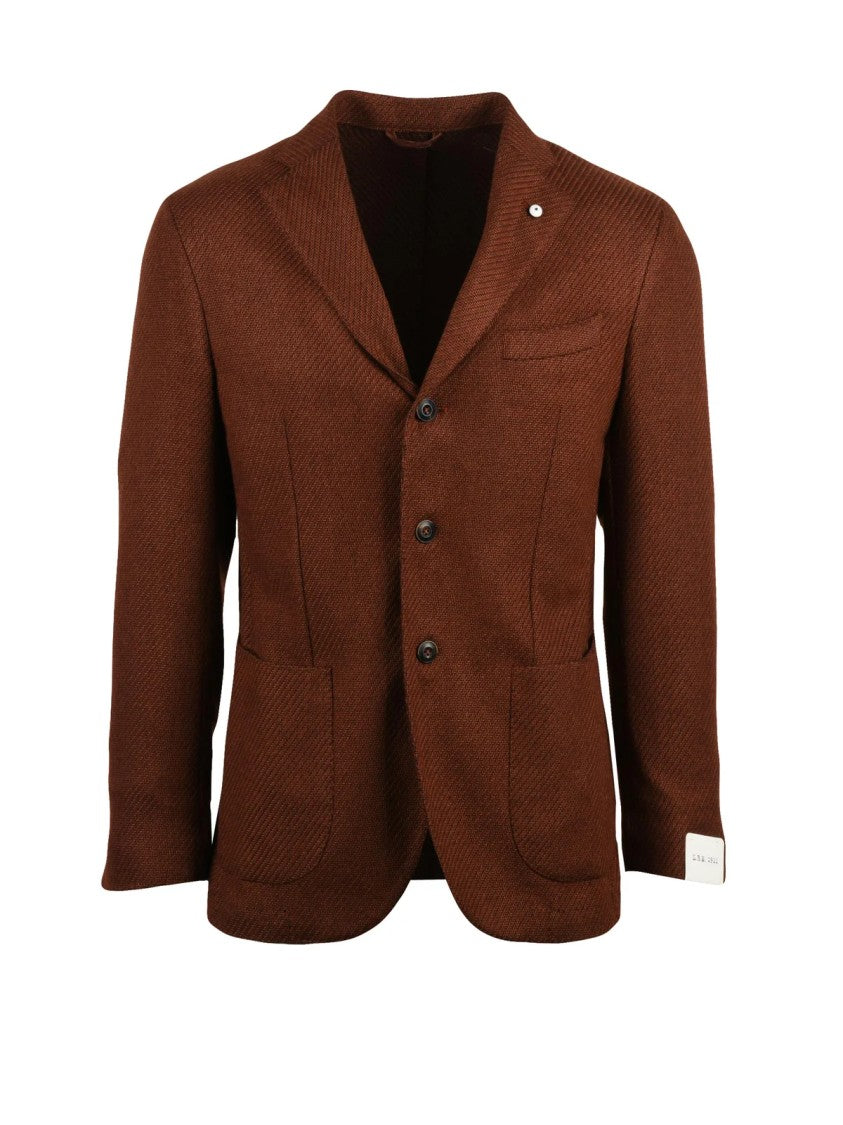 L.B.M. 1911 Rounded Blazer In Cashmere-Wool-Silk Blend With Textured Finish
