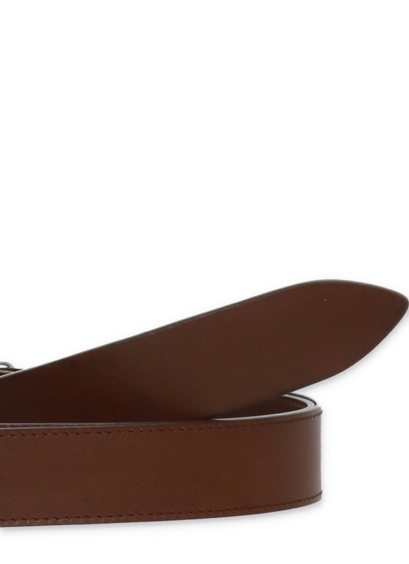 Orciani Sliding Ring Brown Leather Belt With Minimalist Design
