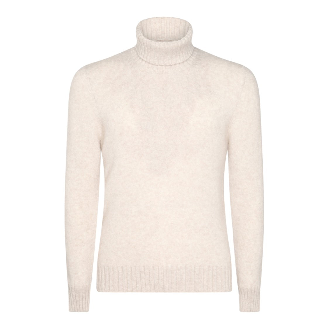 Piacenza Cashmere Light Beige Turtleneck Sweater With Ribbed Details