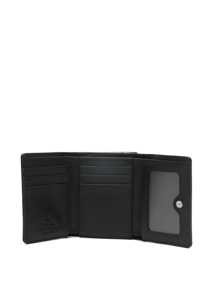 Vivienne Westwood Black Crocodile-Embossed Compact Wallet