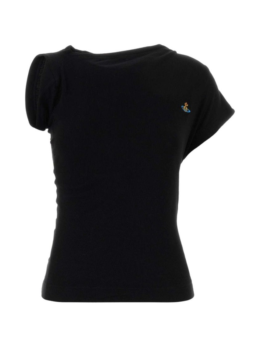 Vivienne Westwood Black Fitted Short-Sleeve Logo Top