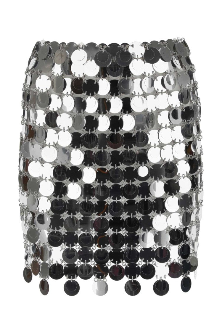 Paco Rabanne Silver Maxi Sequins Mini Skirt