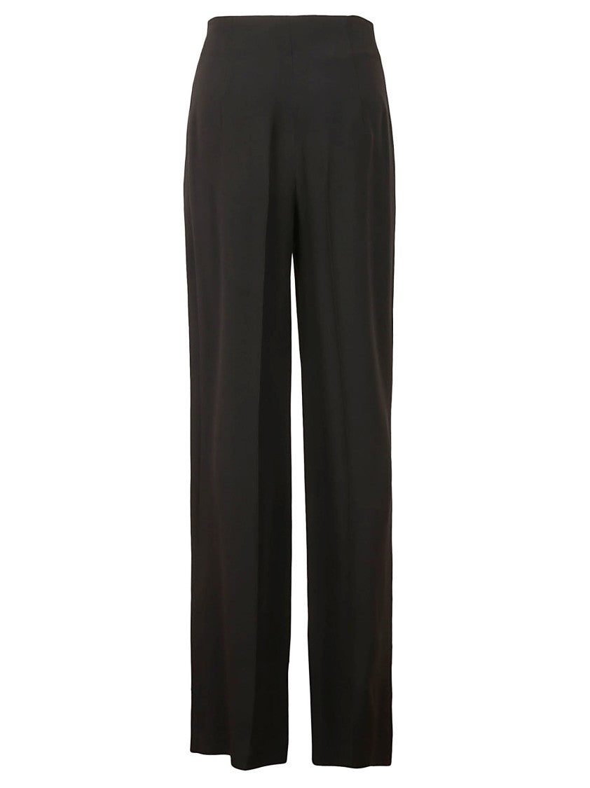 Alberta Ferretti High-Waisted Black Cady Trousers With Tailored Finish
