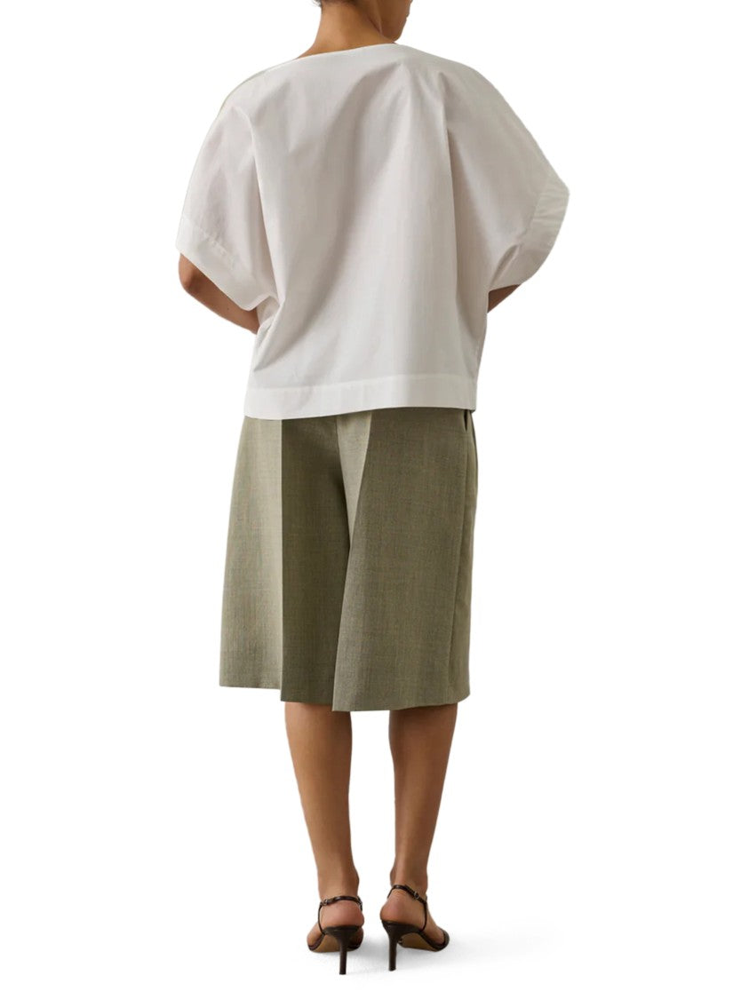 Soeur Boxy White Short-Sleeved Shirt With Unique Button Detail