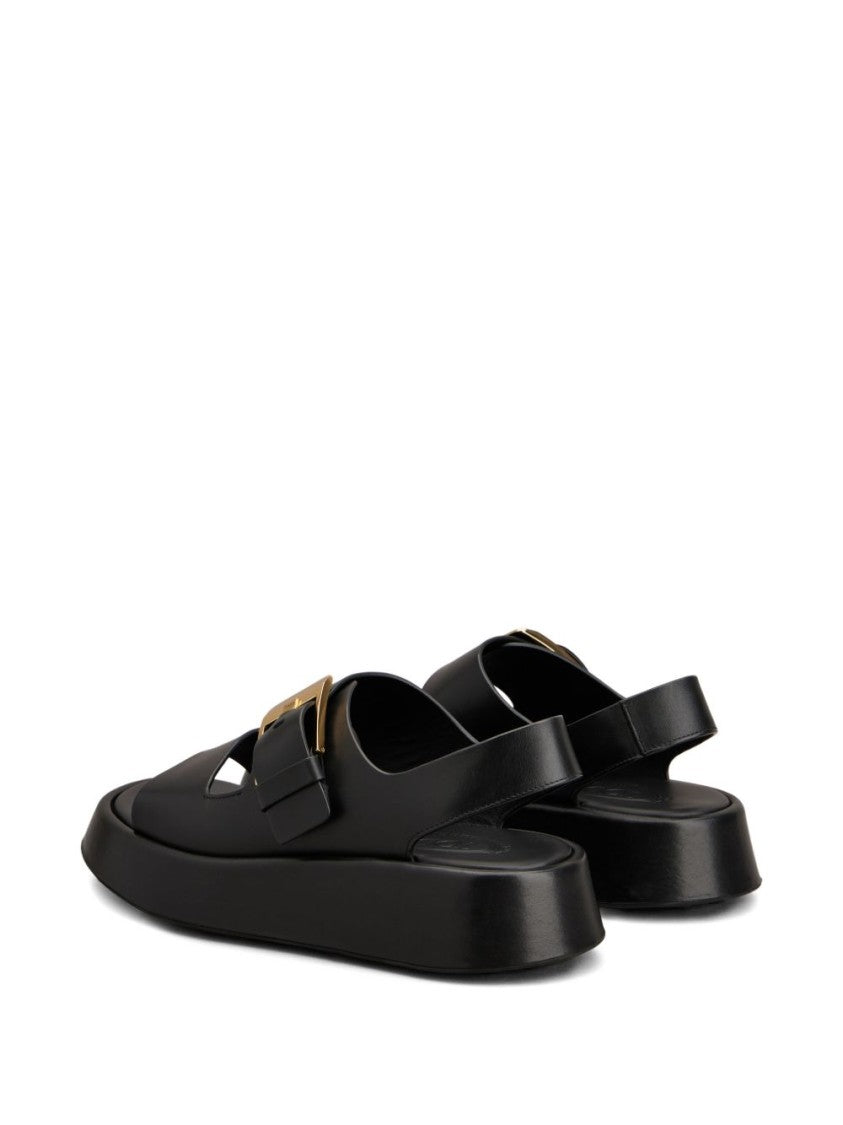 Tod's Black Buckle Fastening Platform Open Sandals