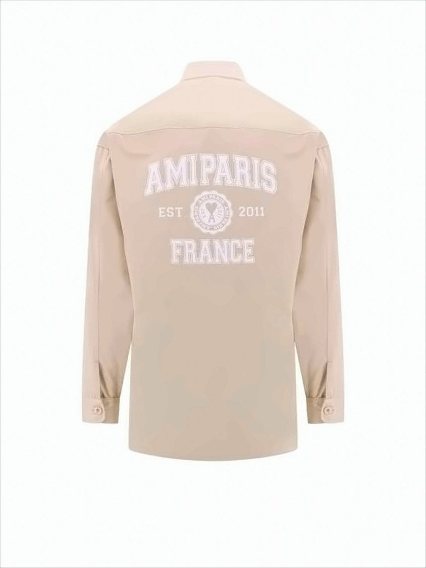 Ami Paris Classic Button-Down Shirt With Embroidered Logo Detail
