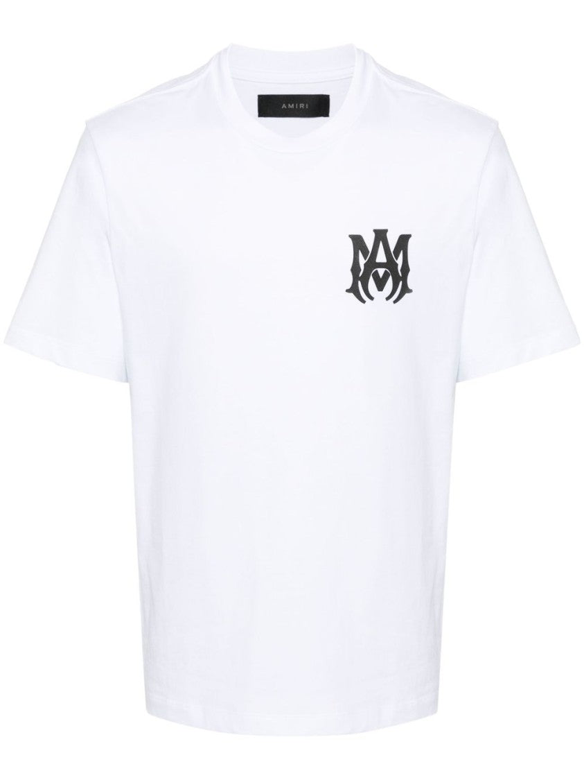 Amiri White Cotton T-Shirt With Bold Logo Accents