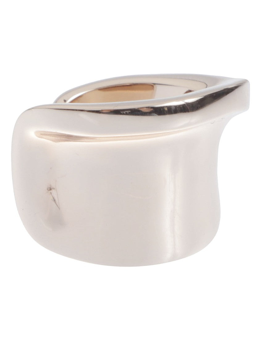 Max Mara Asymmetrical Silver Ring With Sculptural Design