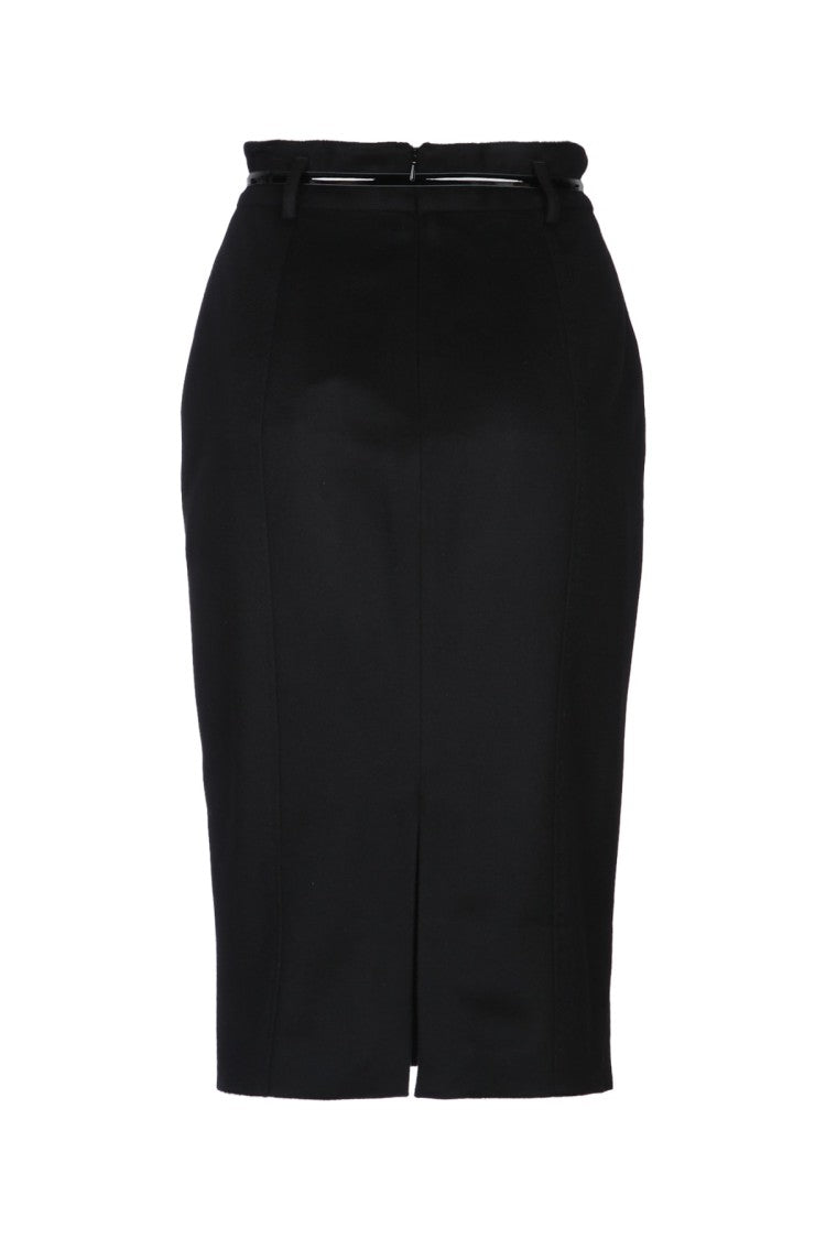 Mm Studio Fitted Black Virgin Wool Skirt