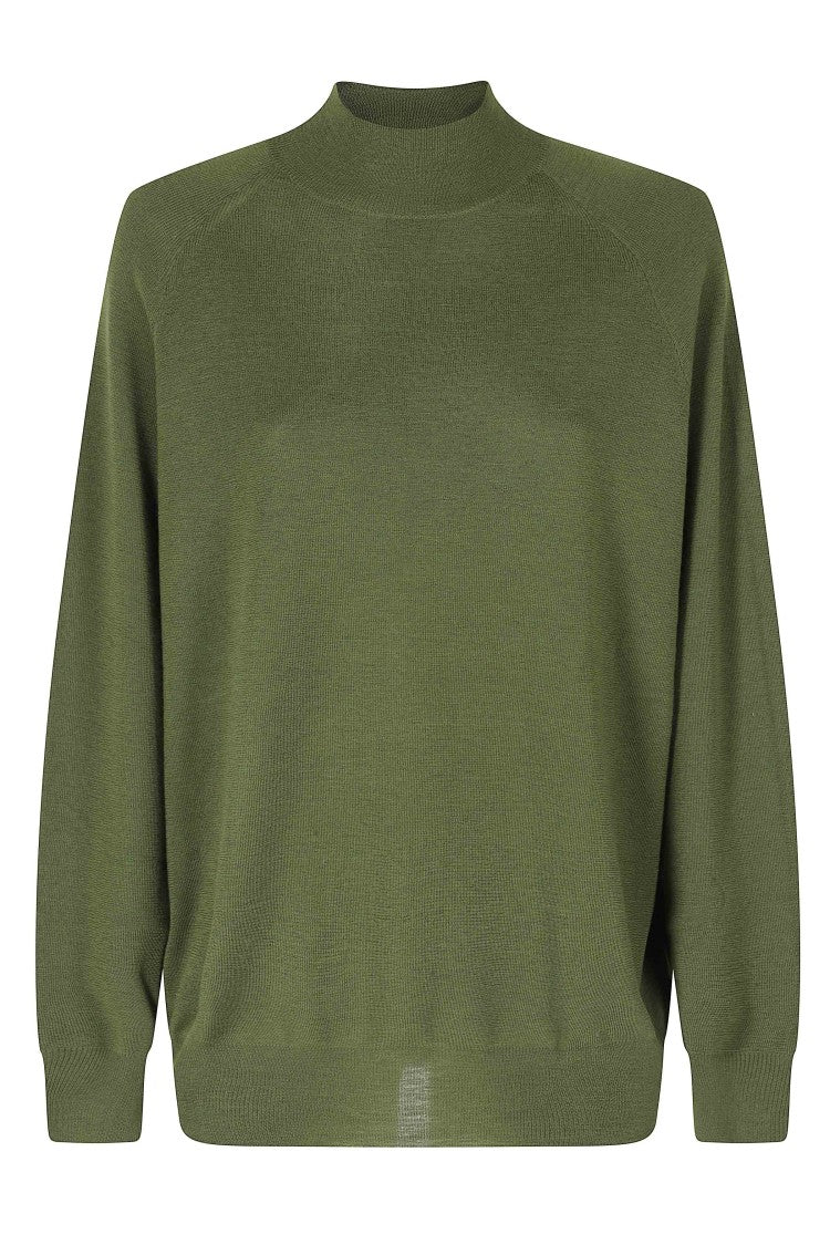 Aspesi Green Mod 3375 Relaxed-Fit High-Neck Merino Wool Sweater