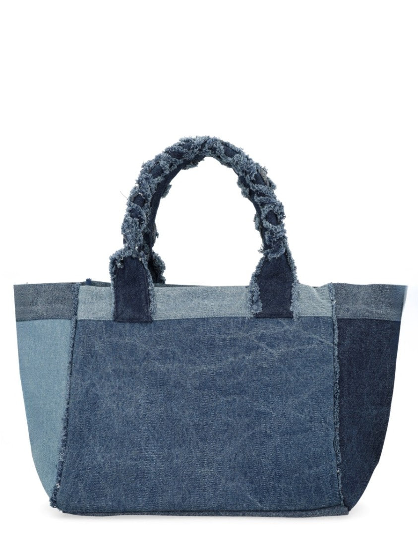 Ganni Patchwork Frayed Edges Tote Bag